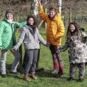 Elizabeth Tindal, left, celebrates Dumfries and Galloway Outdoor and Woodland Learning Group’s award with three of the organisation’s leaders..